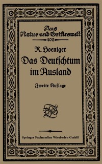 Cover Das Deutschtum im Ausland vor dem Weltkrieg