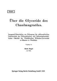 Cover Über die Glyceride des Chaulmugraöles