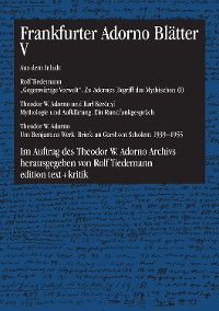 Cover Frankfurter Adorno Blätter V