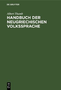 Cover Handbuch der neugriechischen Volkssprache