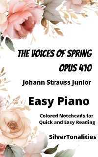 Cover The Voices of Spring Opus 410 Easy Piano Sheet Music with Colored Notation