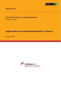 Cover August Wilhelm von Schlegels Porträtgedicht "Petrarca"