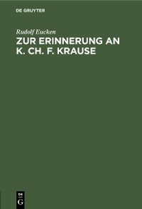 Cover Zur Erinnerung an K. Ch. F. Krause