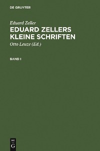 Cover Eduard Zellers Kleine Schriften