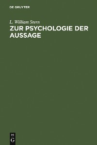 Cover Zur Psychologie der Aussage