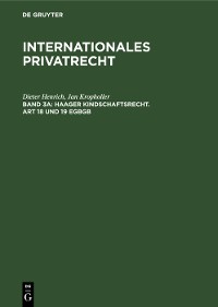 Cover Haager Kindschaftsrecht. Art 18 und 19 EGBGB