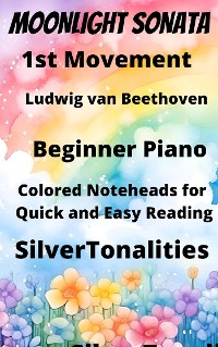 Cover Moonlight Sonata Beginner Piano Sheet Music with Colored Notation