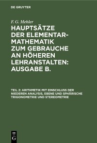 Cover Arithmetik mit Einschluss der niederen Analysis, ebene und sphärische Trigonometrie und Stereometrie