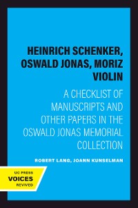 Cover Heinrich Schenker, Oswald Jonas, Moriz Violin