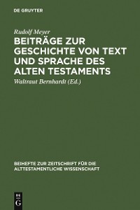 Cover Beiträge zur Geschichte von Text und Sprache des Alten Testaments