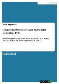 Cover Quelleninterpretation: Kampagne zum Muttertag, 1929