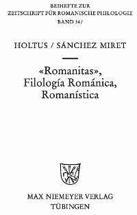 Cover Romanitas - Filología Románica - Romanística