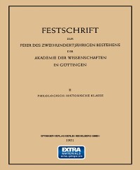 Cover Festschrift zur Feier des Zweihundertjährigen Bestehens der Akademie der Wissenschaften in Göttingen
