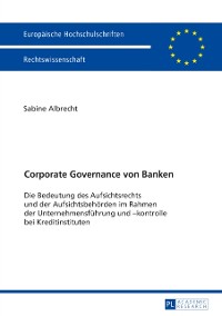 Cover Corporate Governance von Banken