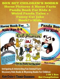 Cover Box Set Children's Books: Horse Pictures & Horse Facts - Panda Book For Kids & Weird Panda Tales + Funny Cat Joke Book For Kids: 3 In 1 Box Set