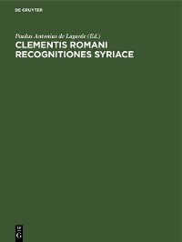 Cover Clementis romani recognitiones Syriace