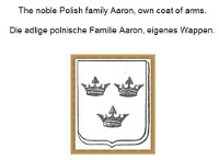 Cover The noble Polish family Aaron, own coat of arms. Die adlige polnische Familie Aaron, eigenes Wappen.