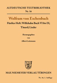 Cover Willehalm Buch VI bis IX; Titurel; Lieder