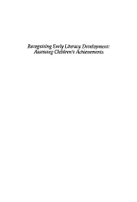 Cover Recognising Early Literacy Development