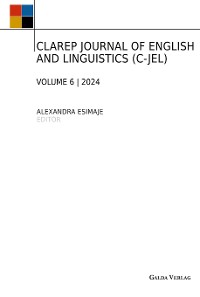 Cover CLAREP JOURNAL OF ENGLISH AND LINGUISTICS (C-JEL)