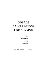 Cover Dosage Calculations for Nursing