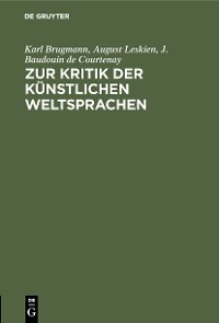 Cover Zur Kritik der künstlichen Weltsprachen