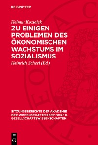 Cover Zu einigen Problemen des ökonomischen Wachstums im Sozialismus