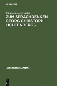 Cover Zum Sprachdenken Georg Christoph Lichtenbergs