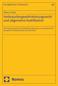 Cover Verbrauchergewährleistungsrecht und allgemeine Kodifikation