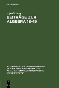 Cover Beiträge zur Algebra 18–19