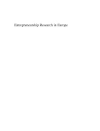 Cover Entrepreneurship Research in Europe