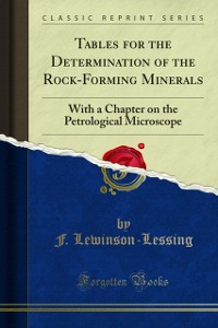 Cover Tables for the Determination of the Rock-Forming Minerals