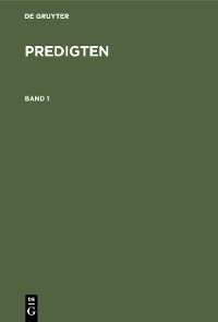 Cover F. Schleiermacher: Predigten. Band 1