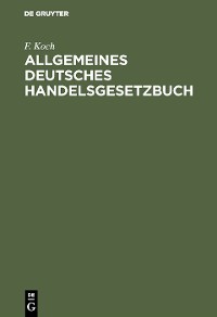 Cover Allgemeines deutsches Handelsgesetzbuch