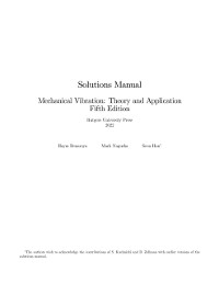 Cover Mechanical Vibration, 5th Edition, Solutions Manual