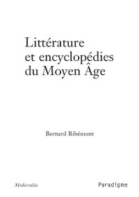 Cover Littérature et encyclopédies du Moyen Age