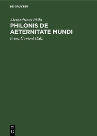 Cover Philonis De aeternitate mundi