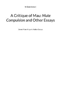 Cover A Critique of Mau: Mute Compulsion and Other Essays