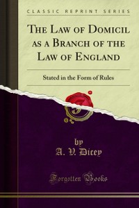Cover Law of Domicil as a Branch of the Law of England