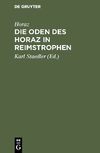 Cover Die Oden des Horaz in Reimstrophen