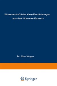 Cover Wissenschaftliche Veröffentlichungen aus dem Siemens-Konzern