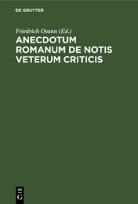 Cover Anecdotum Romanum de notis veterum criticis