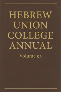 Cover Hebrew Union College Annual Vol. 93 (2022)