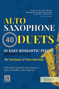 Cover Alto Saxophone Duets Book - 10 Easy Romantic Pieces scored in 4 keys