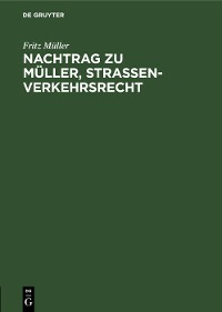 Cover Nachtrag zu Müller, Strassenverkehrsrecht