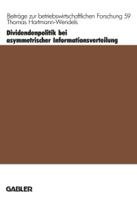 Cover Dividendenpolitik bei asymmetrischer Informationsverteilung