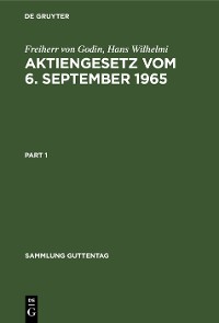 Cover Aktiengesetz vom 6. September 1965