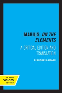 Cover Marius: On The Elements