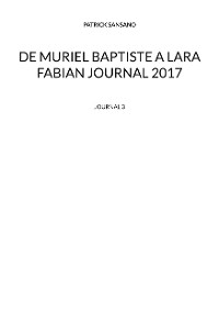 Cover De Muriel baptiste à Lara Fabian journal 2017