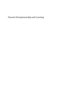 Cover Nascent Entrepreneurship and Learning